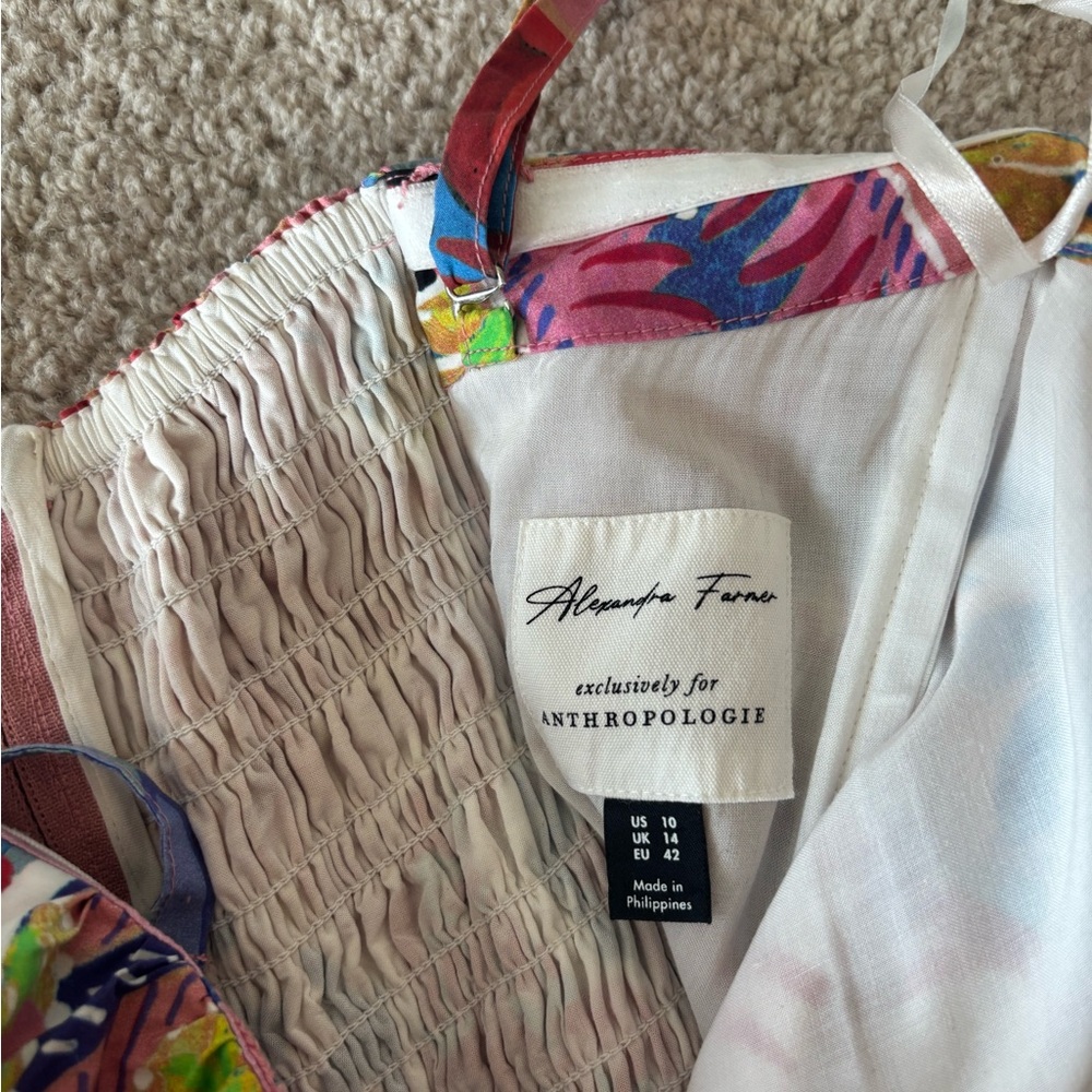 Anthropologie Alexandra Farmer Colorful Painterly Midi Dress - Picture 2 of 3